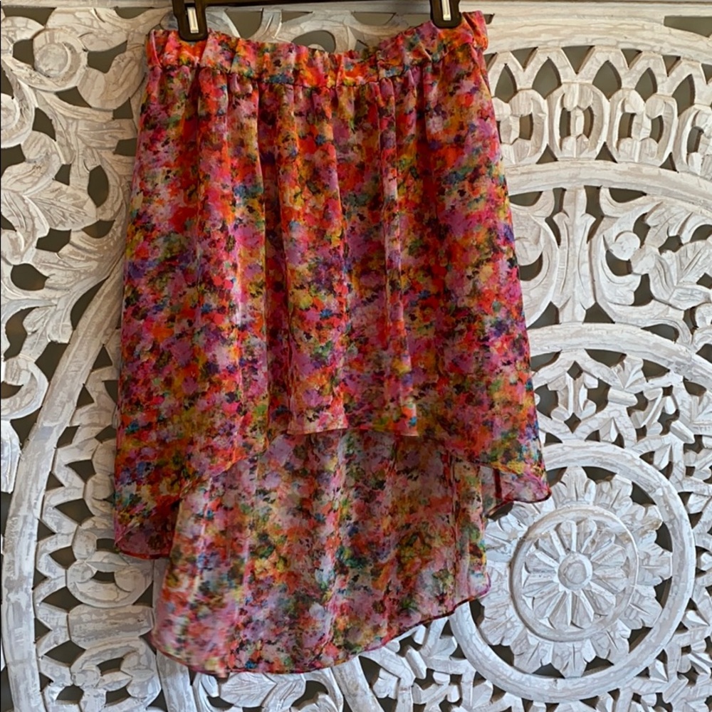 MNG multicolor high low skirt M